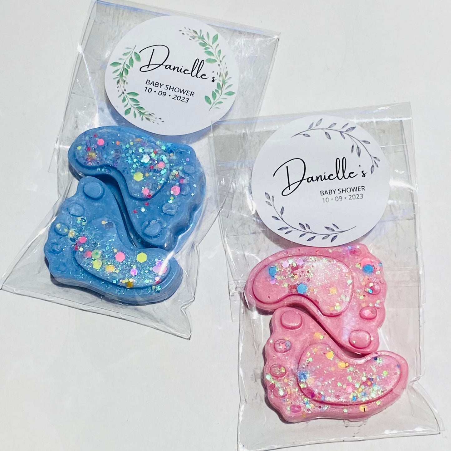 PERSONALISED BABY SHOWER FAVOURS (2X FEET IN PACK)