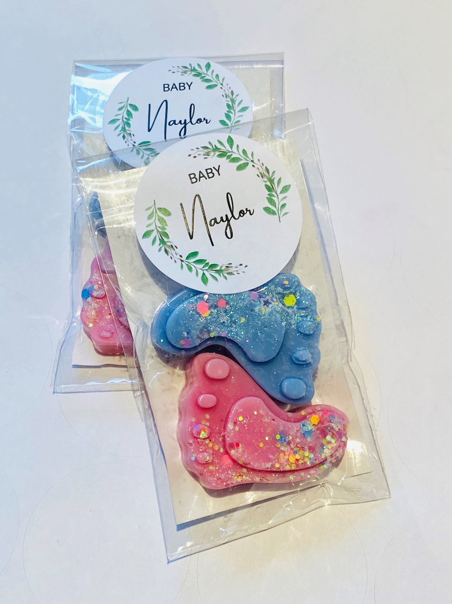PERSONALISED BABY SHOWER FAVOURS (2X FEET IN PACK)